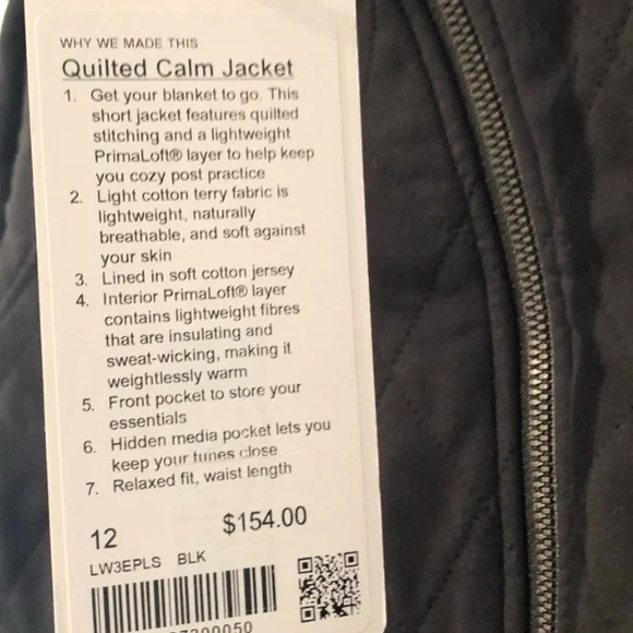 🖤LULULEMON QUILTED CALM JACKET/COAT-BLACK, 12🖤 - Picture 14 of 16